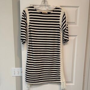 Pepin Black and White Striped Midi Dress